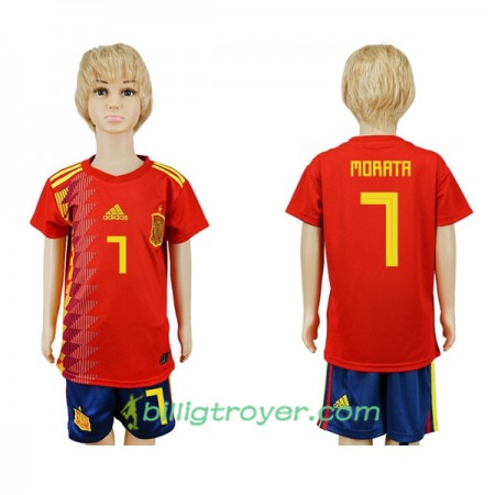 Billige Fotballdrakter Spania Morata 7 Barn VM 2018 Hjemmedraktsett